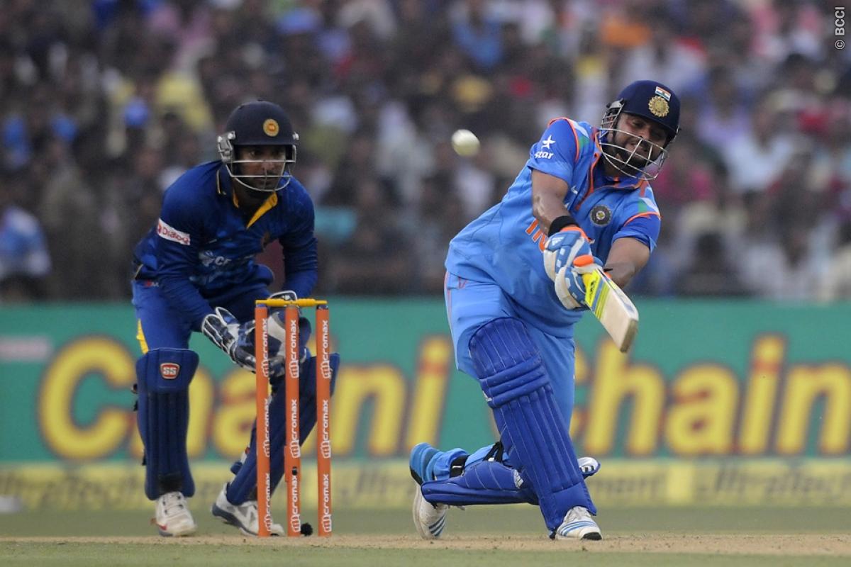 Suresh Raina plays a shot against Sri Lanka. Image Credit: Pal Pillai/ Sportzpics/ BCCI