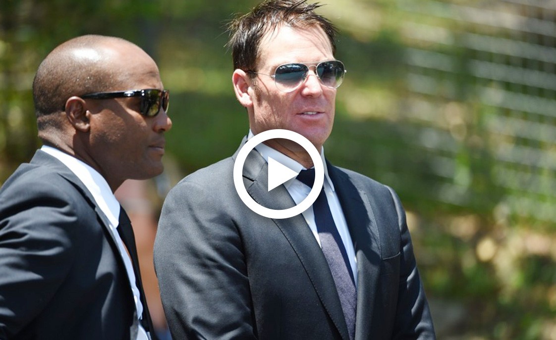Watch Shane Warne’s reaction in Phil Hughes funeral [VIDEO]