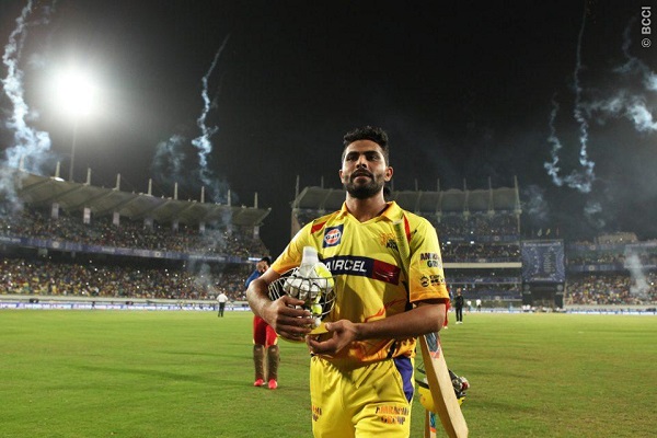CSK's Jadeja coming out after winning the match during the 2nd qualifier match of the IPL 2015.