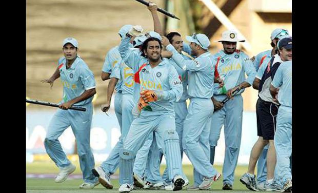 India were crowned champions as Dhoni led the team to victory against Pakistan in a thrilling contest.