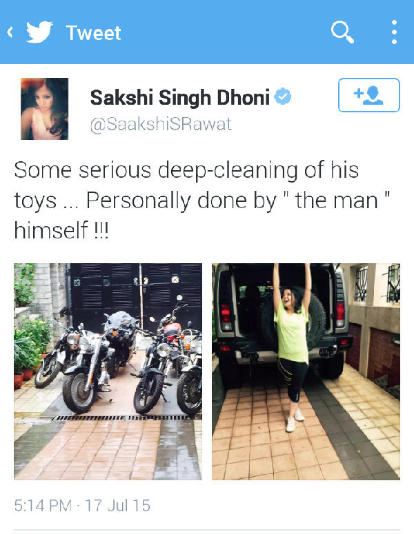 MS Dhoni bikes after he cleaned them up. Image: Sakshi Singh Dhoni/Twitter