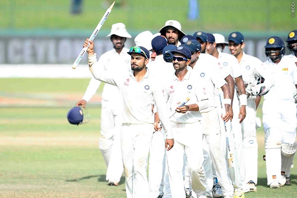 Team India celebrating after beating Sri Lanka in three-match series.