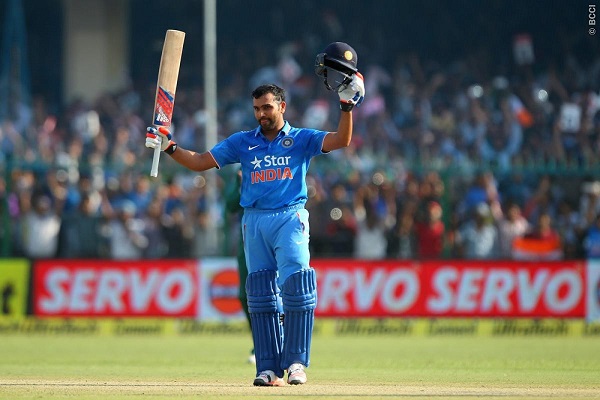 Rohit Sharma of India celebrates his century during the 1st ODI against South Africa.