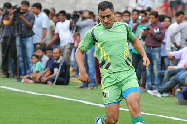 MS Dhoni playing football to test endurance during off time